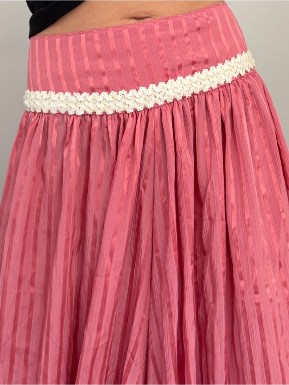 Vintage Wide Leg Pleated Palazzo Pants with White Sequin Waist Costume Circus - Picture 8 of 16